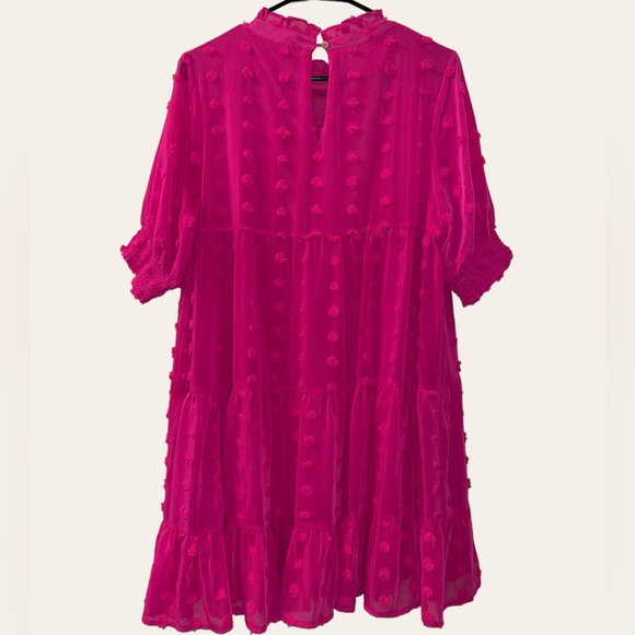 Pinkblush Swiss Dot Maternity Dress in Fuchsia - Picture 3 of 5